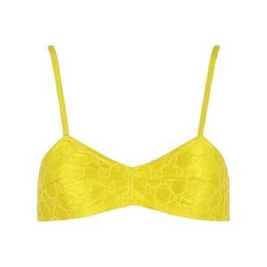 Gucci Embroidered Silk Bra Yellow Womens